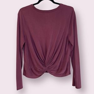 JoyLab Women’s Burgundy Wine Twist Front Long Sleeve Active Top | L